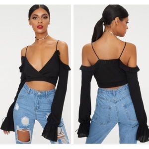 NWT PrettyLittleThing Black Crop Top